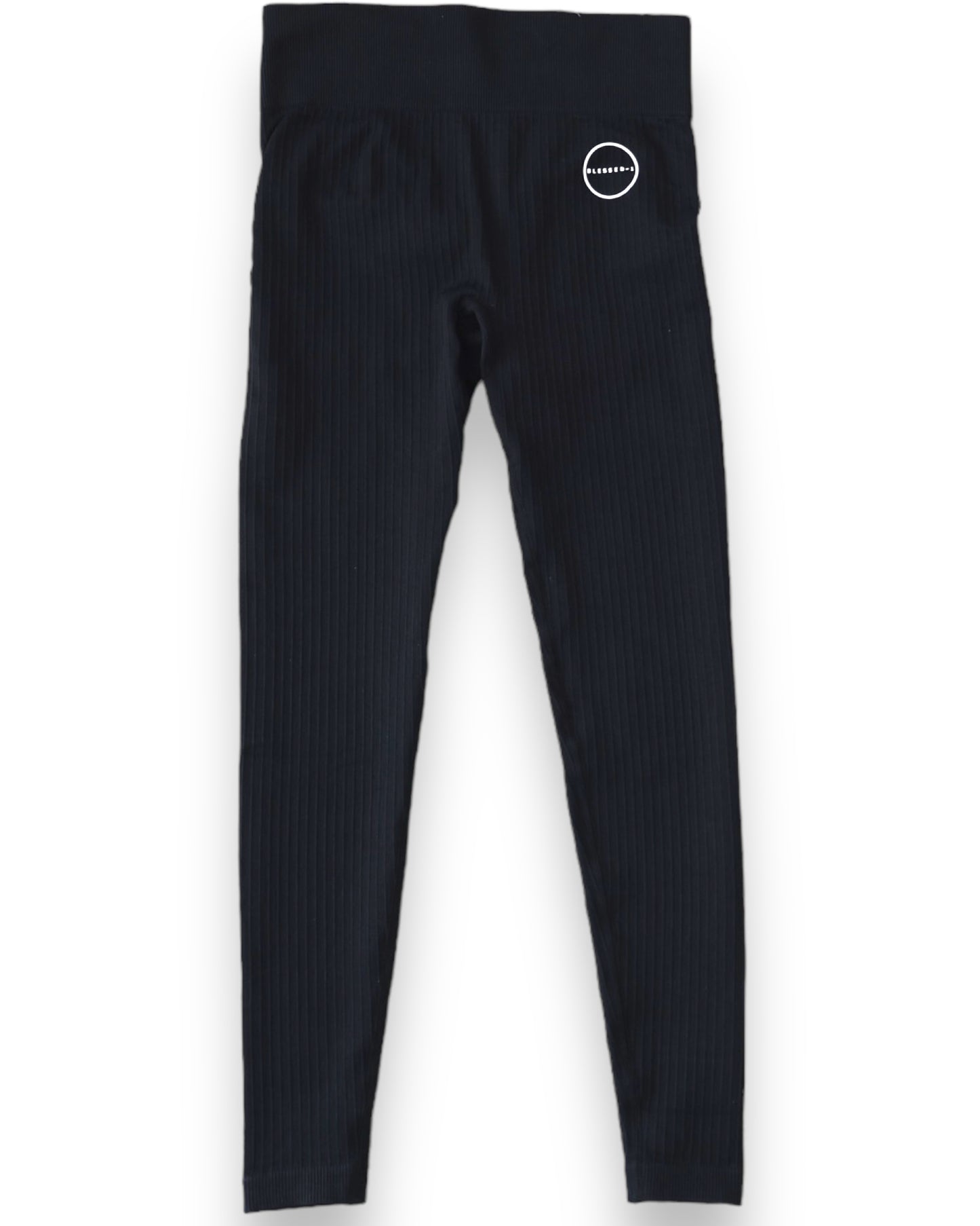 Seamless Ribbed Scrunch Leggings - Black