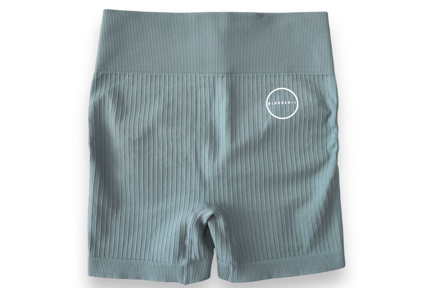Seamless Ribbed Scrunch Shorts - BlueGrey
