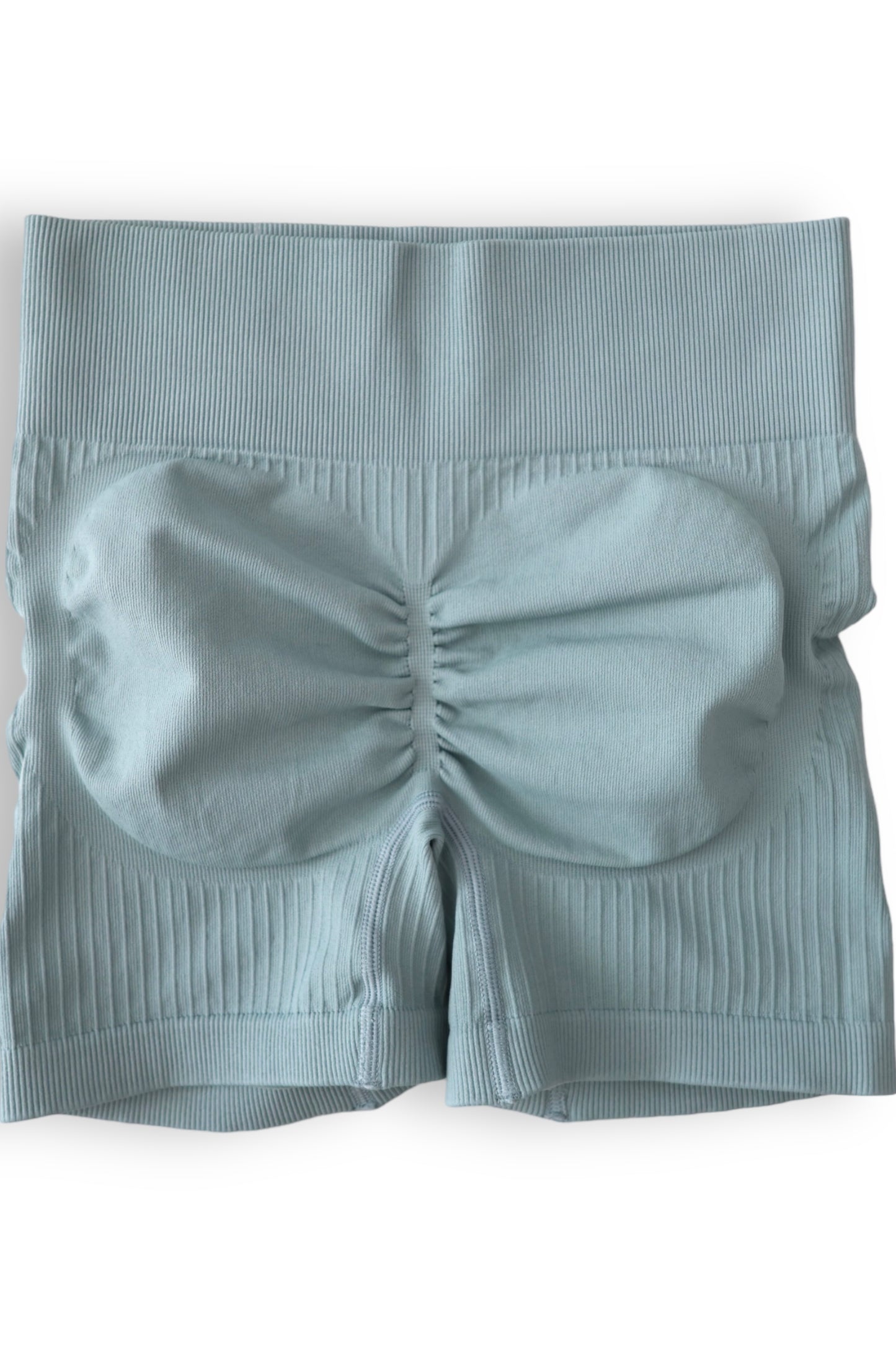 Seamless Ribbed Scrunch Shorts - BlueGrey