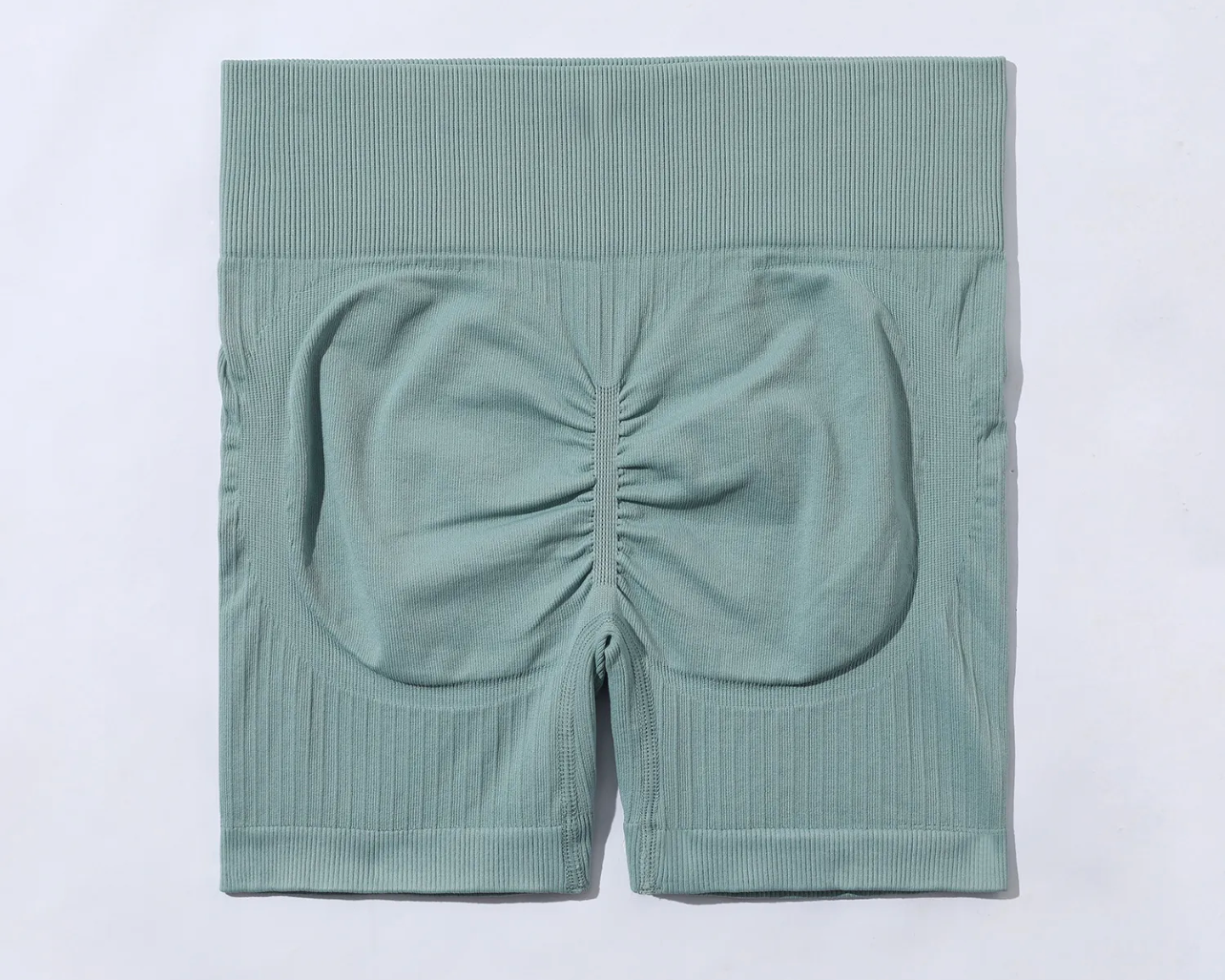 Seamless Ribbed Scrunch Shorts - BlueGrey