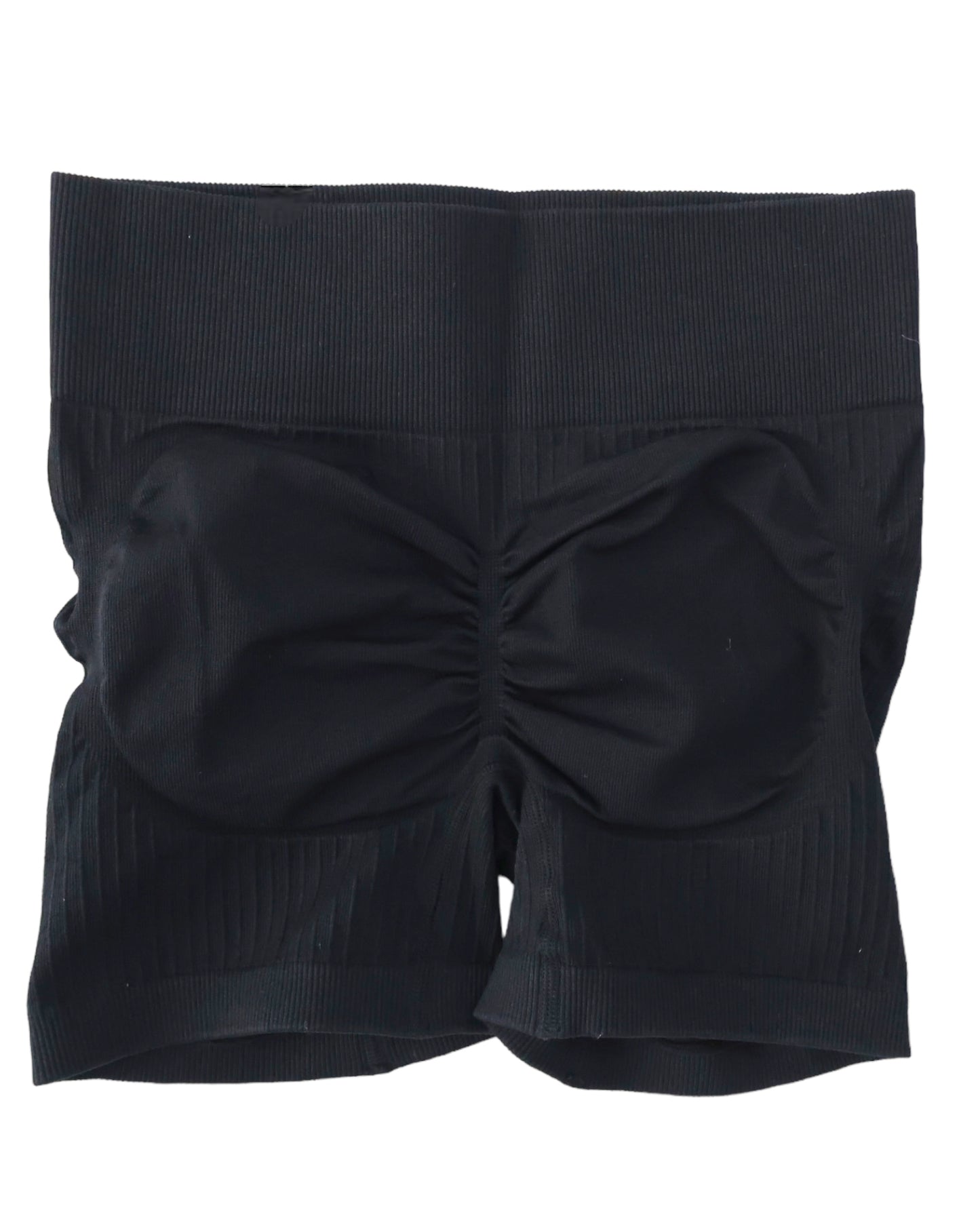 Seamless Ribbed Scrunch Shorts - Black