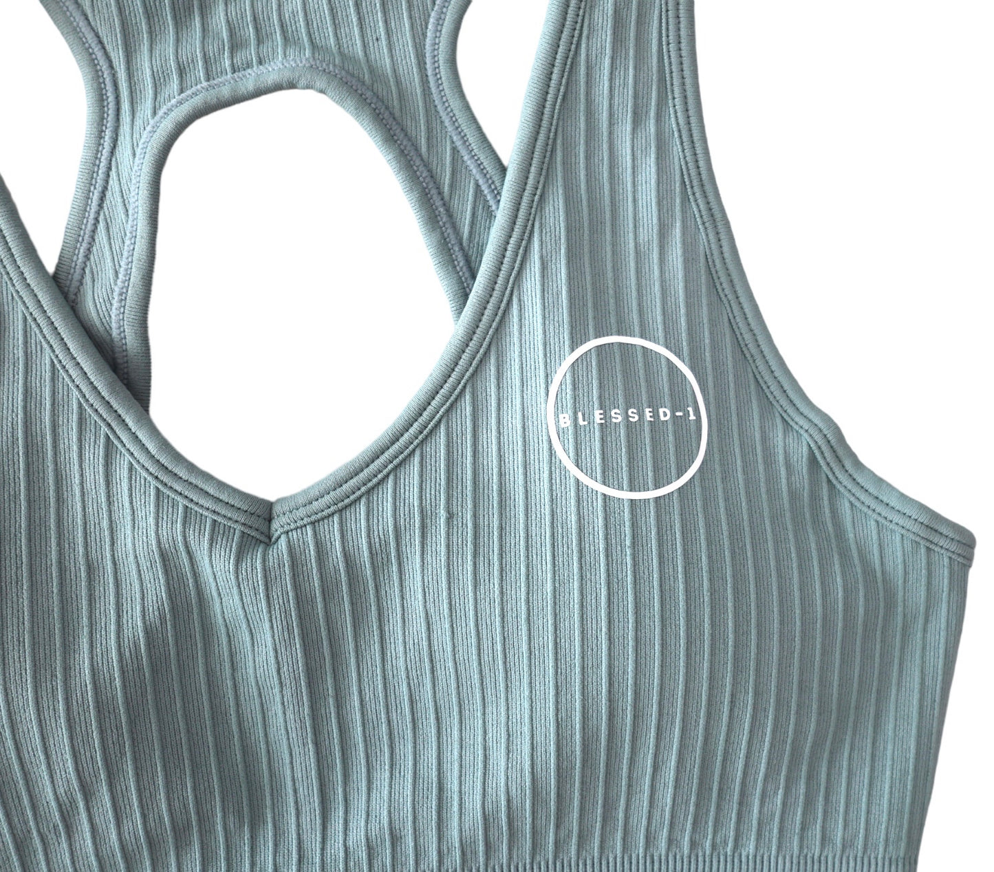 Seamless Ribbed Sports Bra - Bluegrey