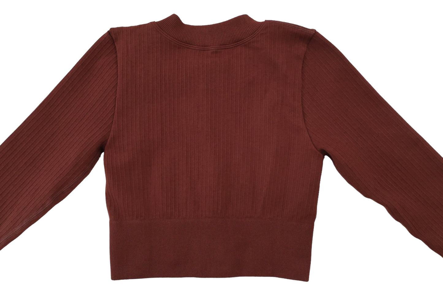 Seamless Ribbed Cropped Long Sleeve - Brown