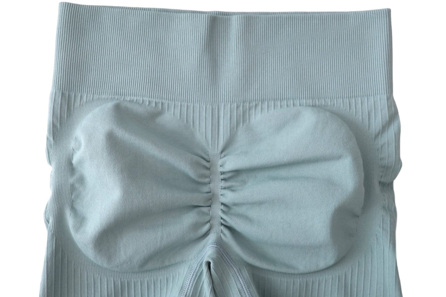 Seamless Ribbed Scrunch Leggings - BlueGrey