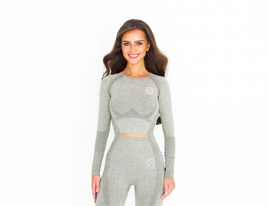 Contour Long Sleeve Crop Top - Army Green