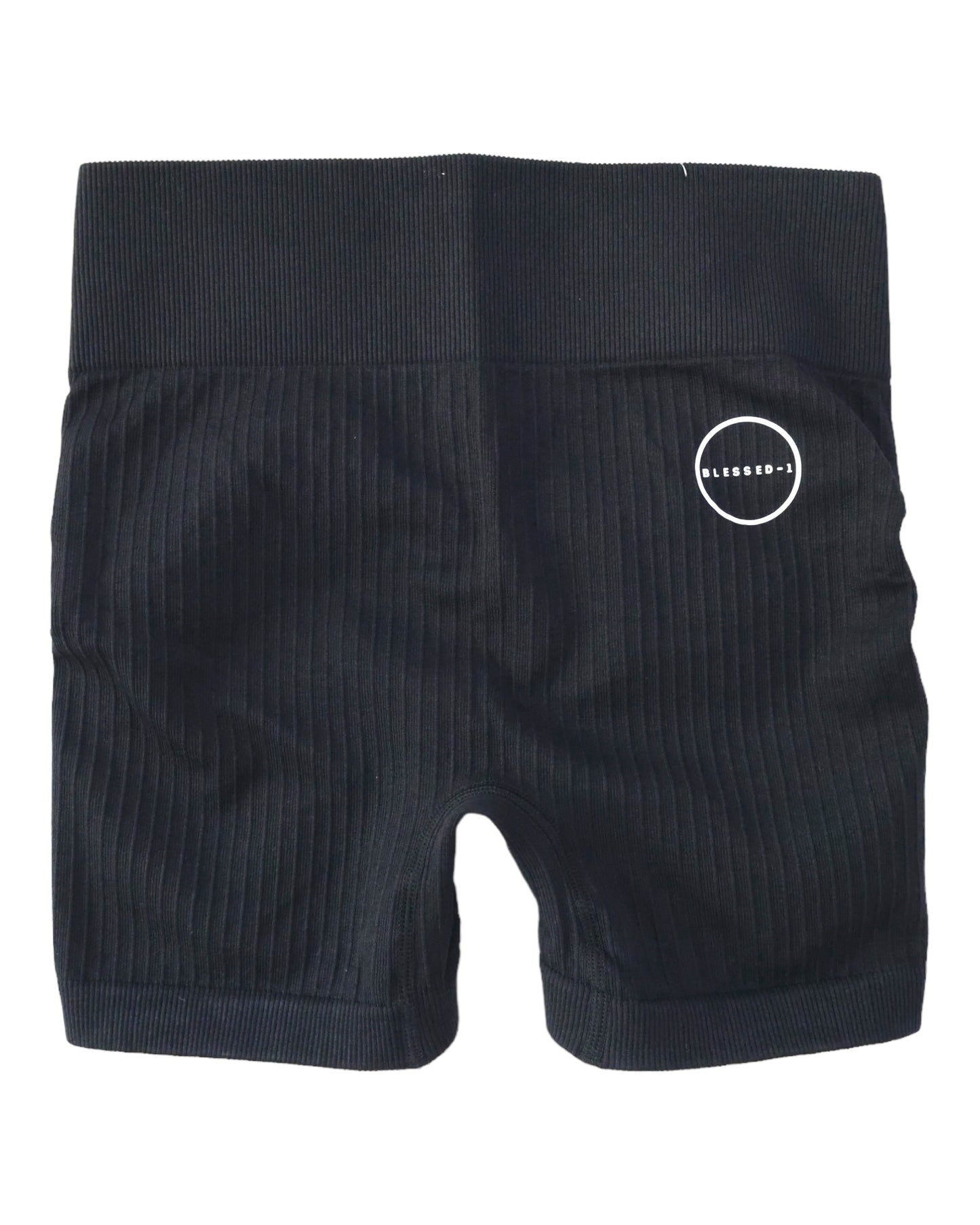 Seamless Ribbed Scrunch Shorts - Black