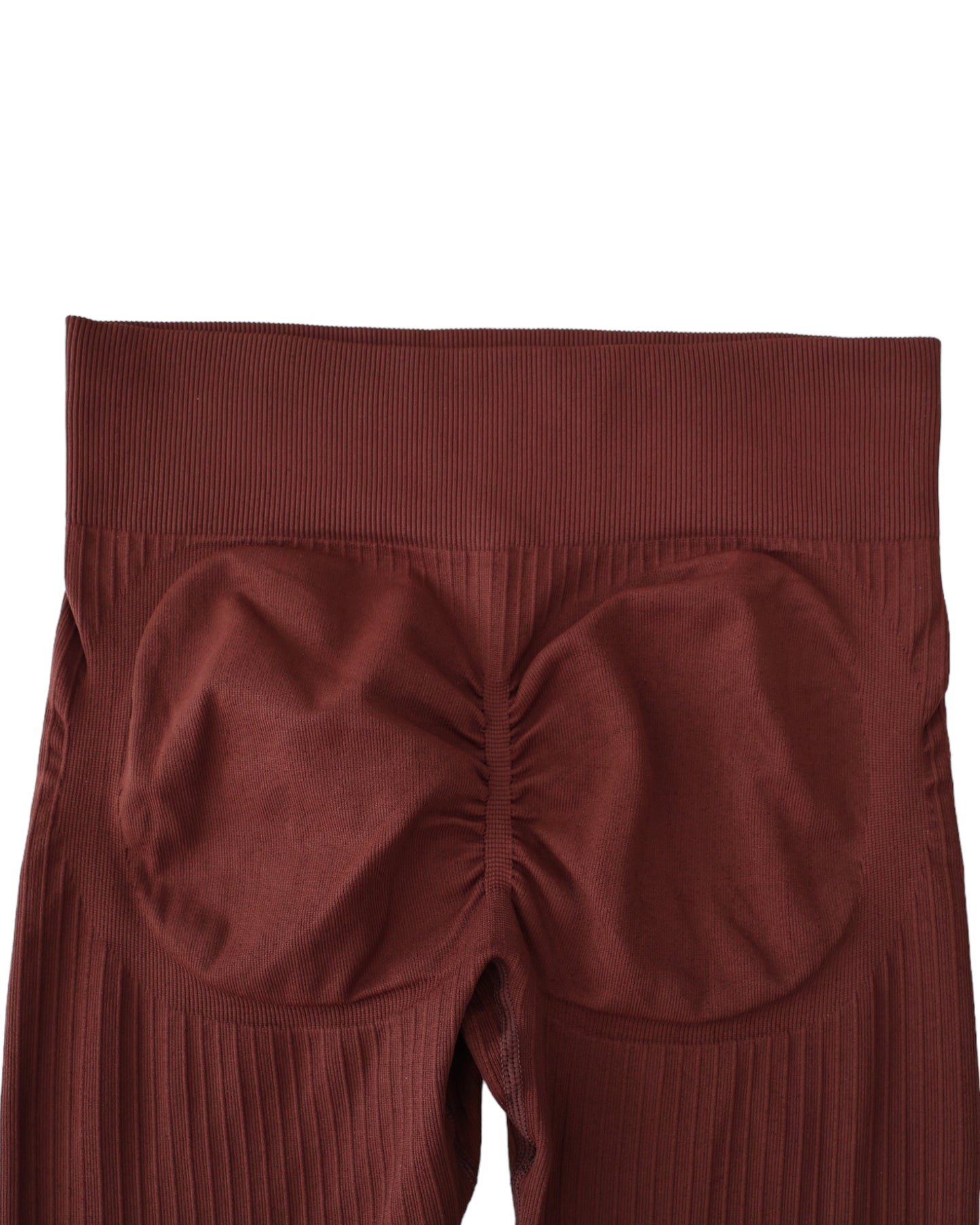 Seamless Ribbed Scrunch Leggings - Brown