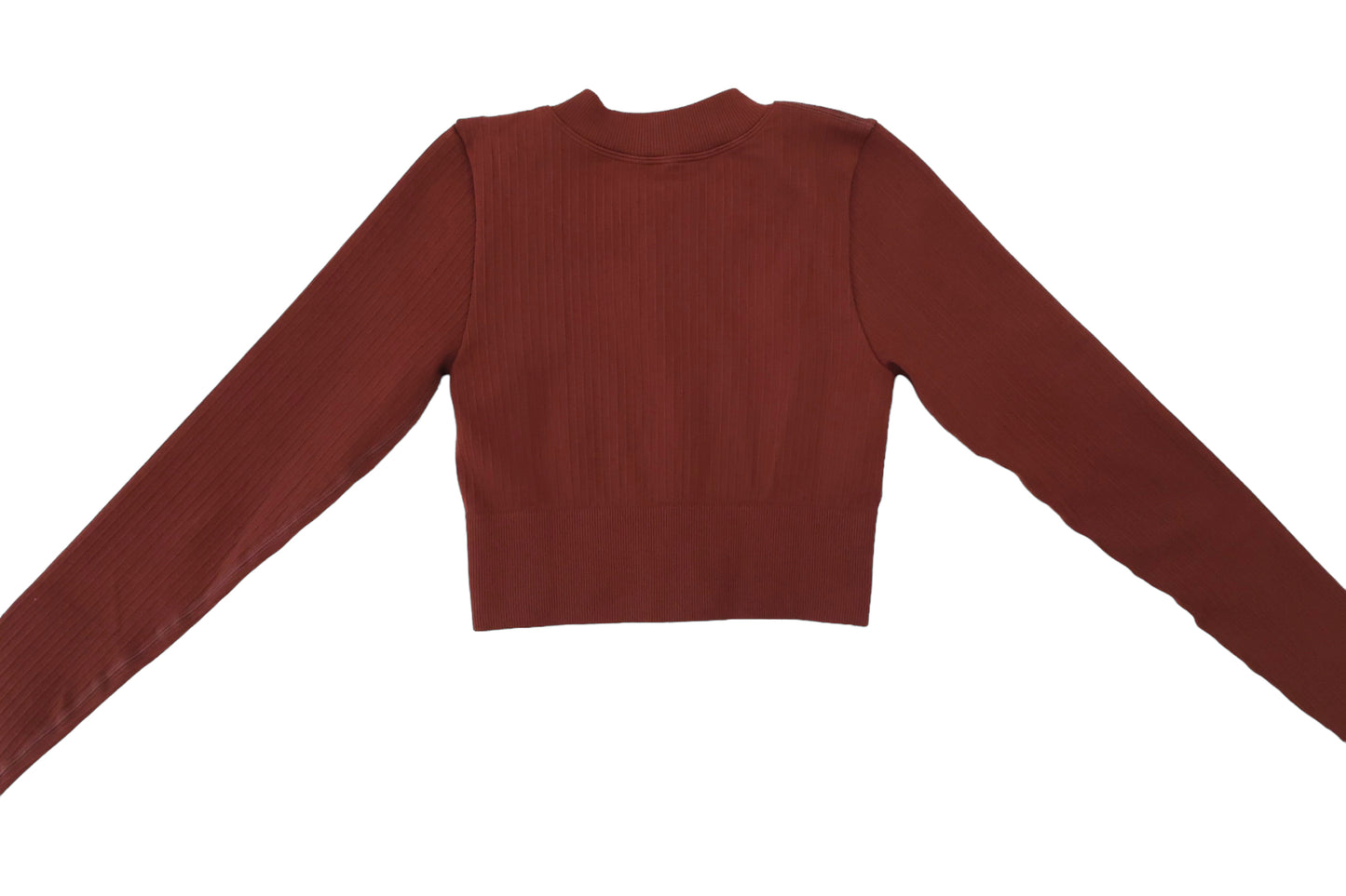 Seamless Ribbed Cropped Long Sleeve - Brown