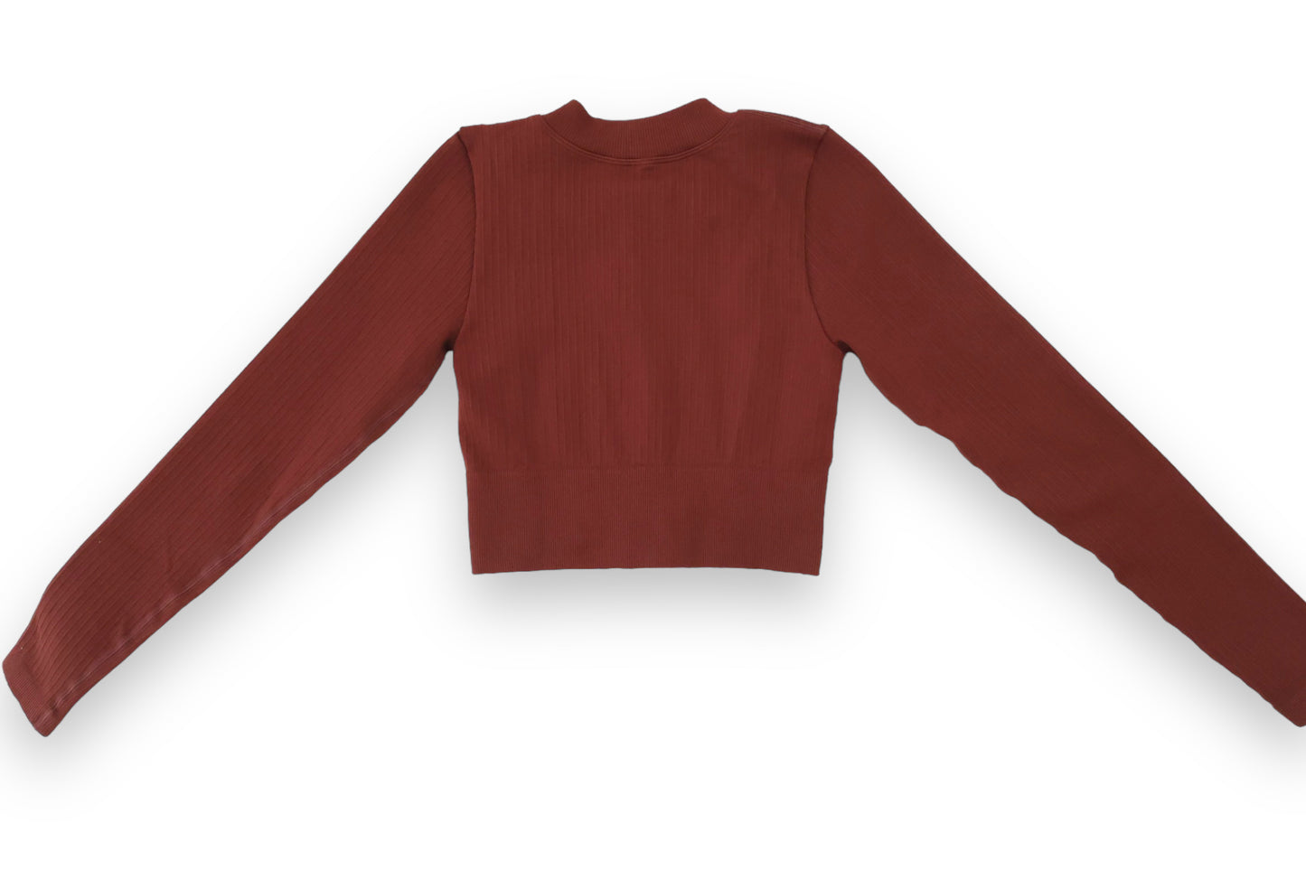 Seamless Ribbed Cropped Long Sleeve - Brown