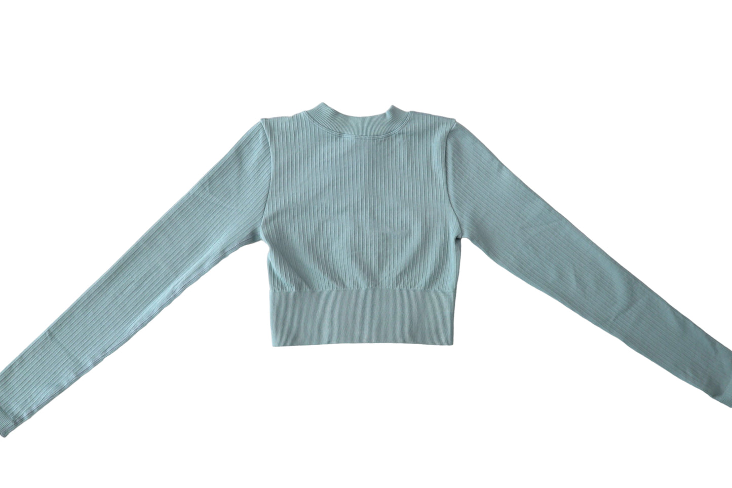 Seamless Ribbed Cropped Long Sleeve - BlueGrey