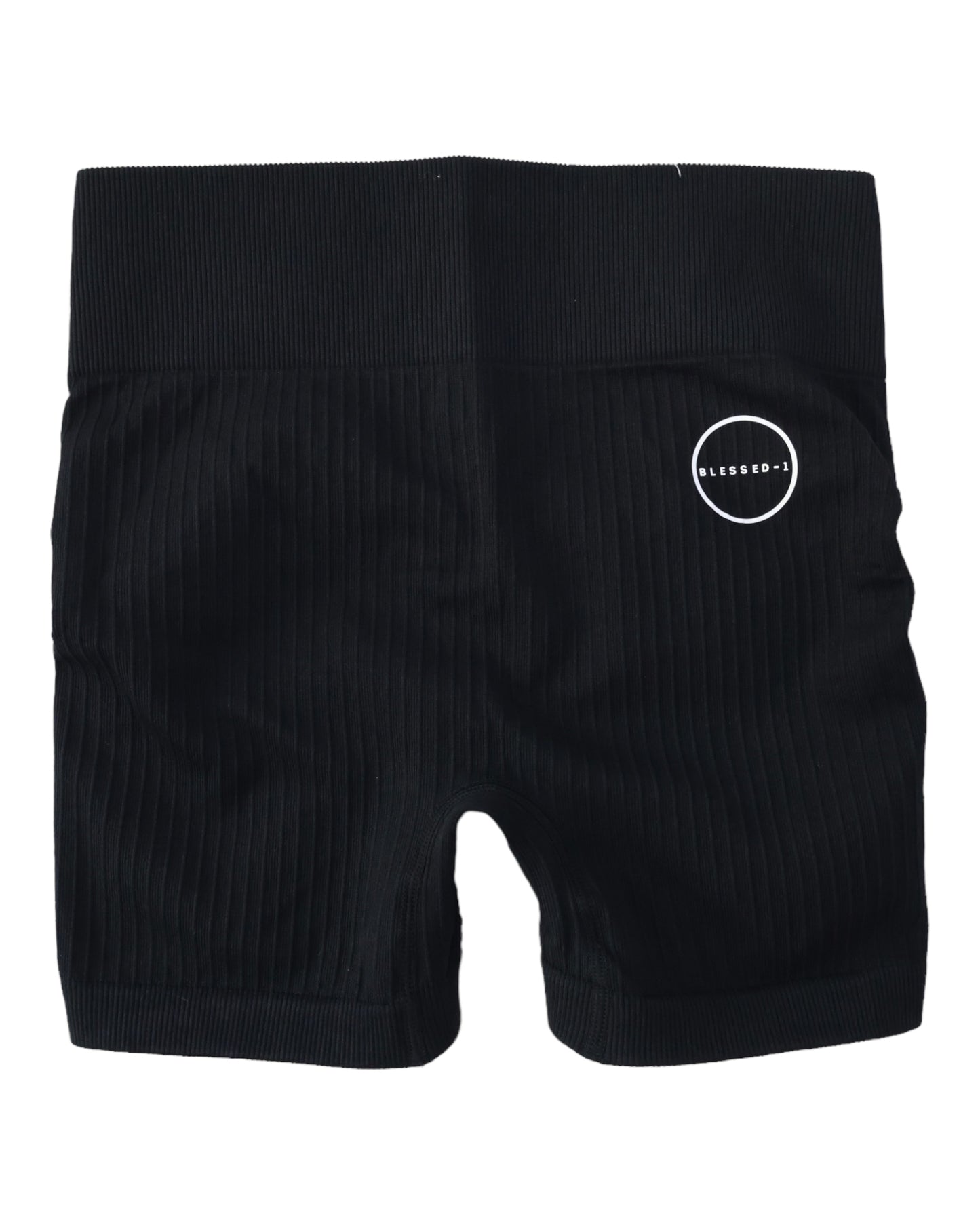 Seamless Ribbed Scrunch Shorts - Black