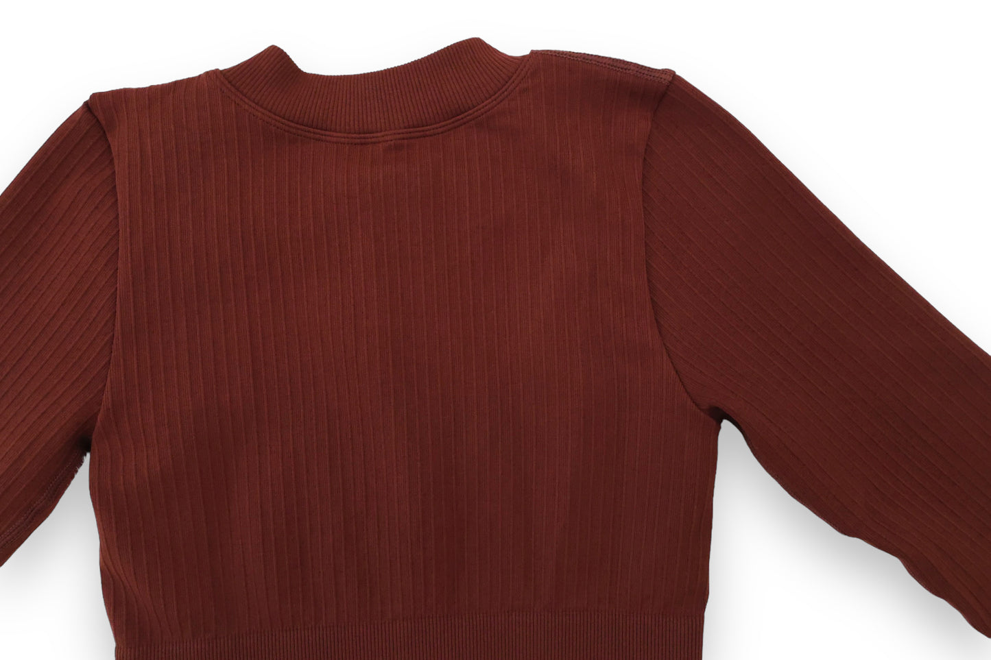 Seamless Ribbed Cropped Long Sleeve - Brown