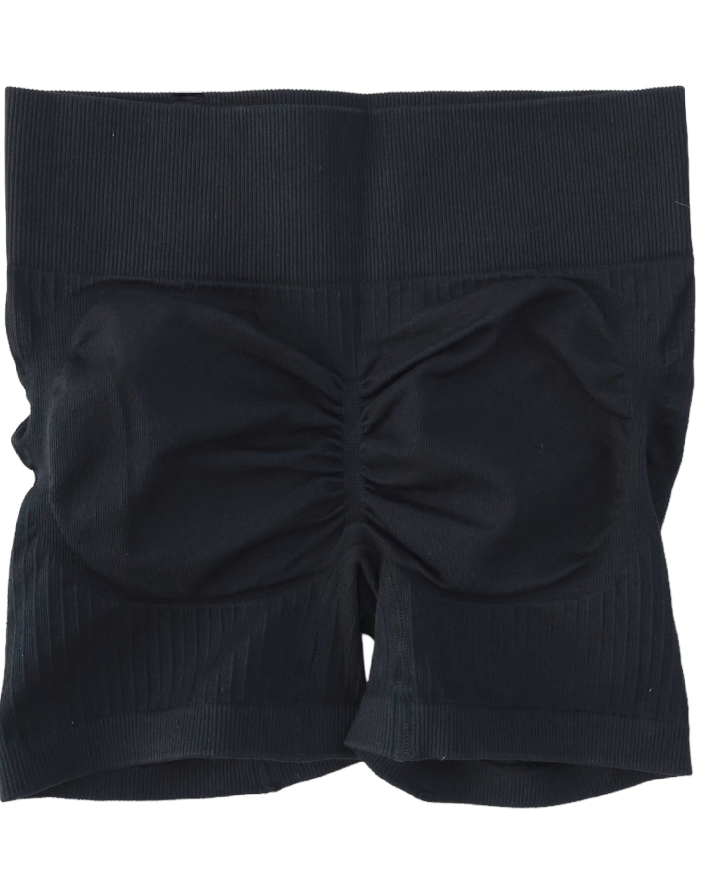 Seamless Ribbed Scrunch Shorts - Black