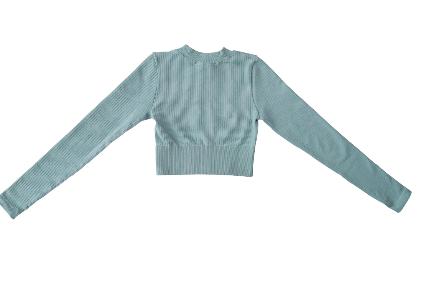 Seamless Ribbed Cropped Long Sleeve - BlueGrey