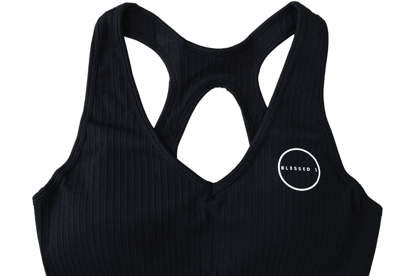 Seamless Ribbed Sports Bra - Black