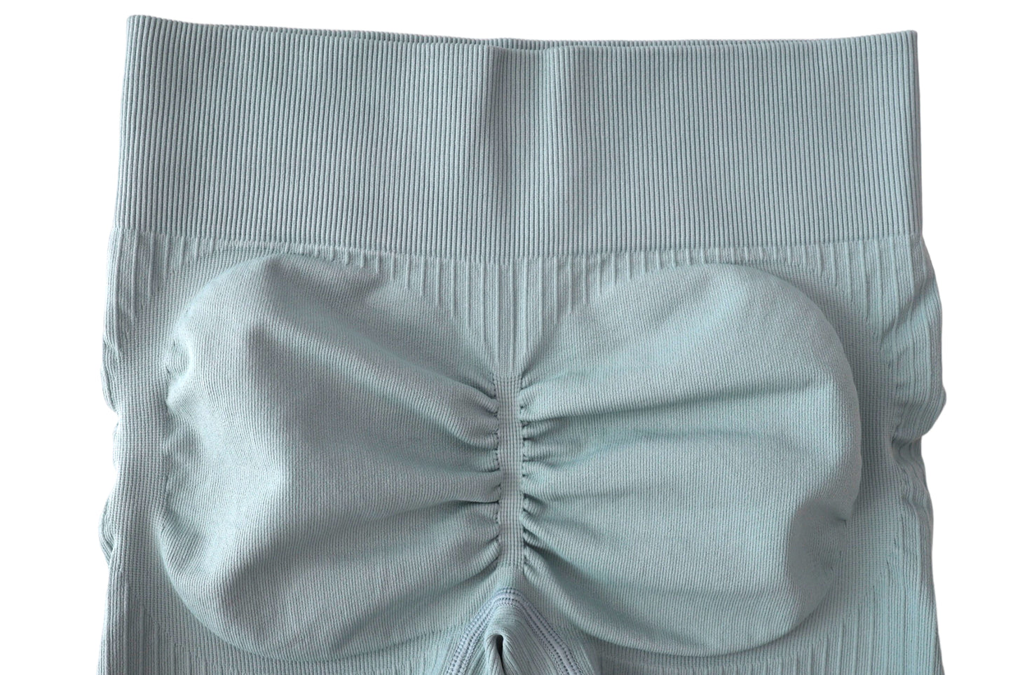 Seamless Ribbed Scrunch Shorts -  BlueGrey