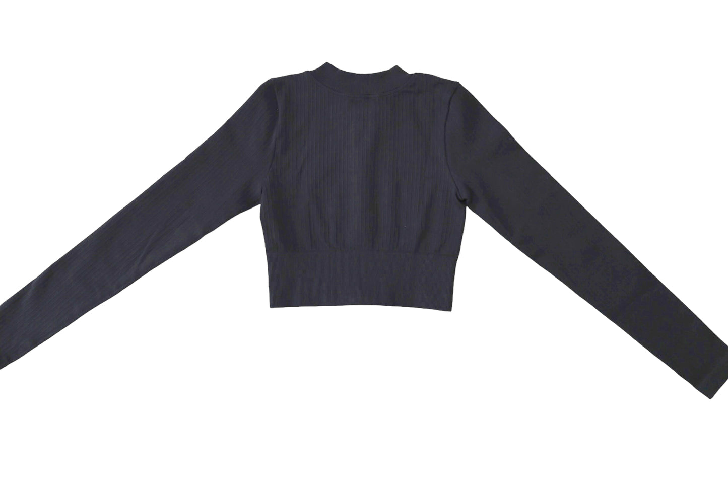 Seamless Ribbed Cropped Long Sleeve - Black