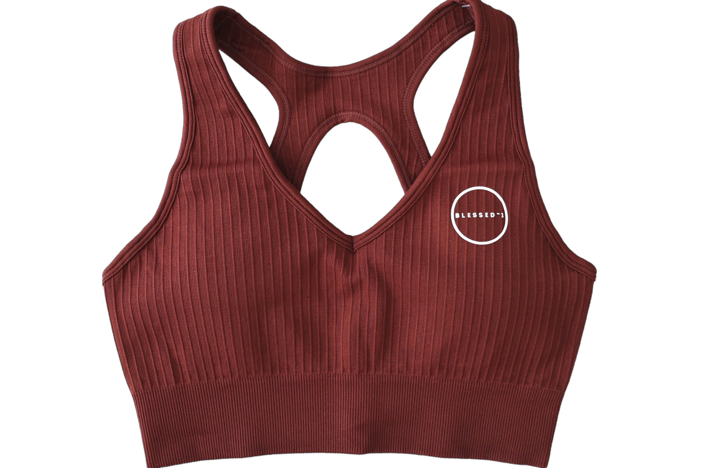 Seamless Ribbed Sports Bra - Brown