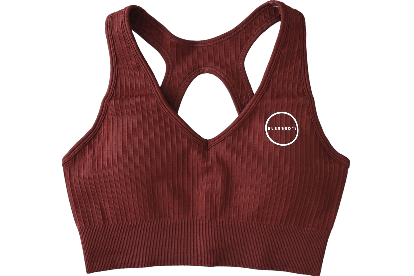 Seamless Ribbed Sports Bra - Brown