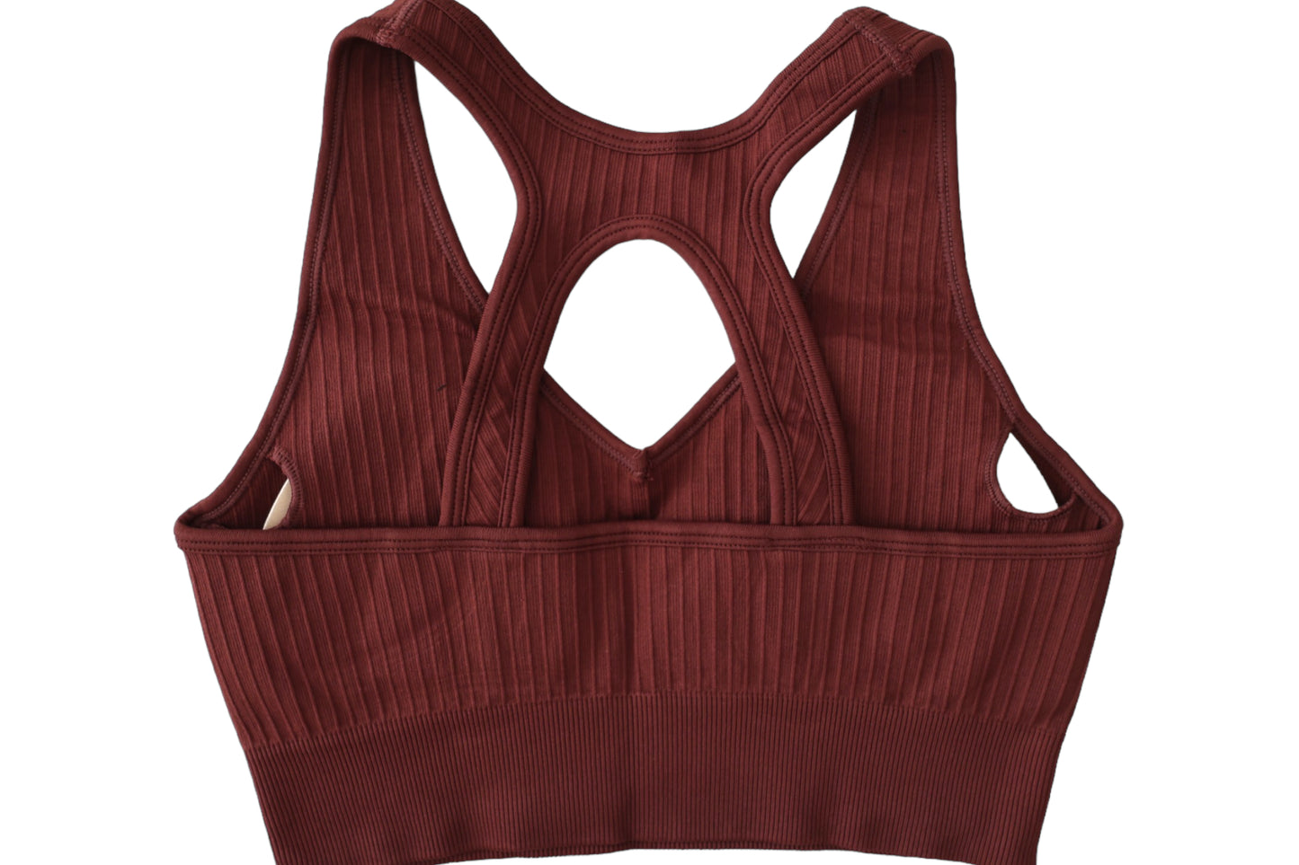 Seamless Ribbed Sports Bra - Brown