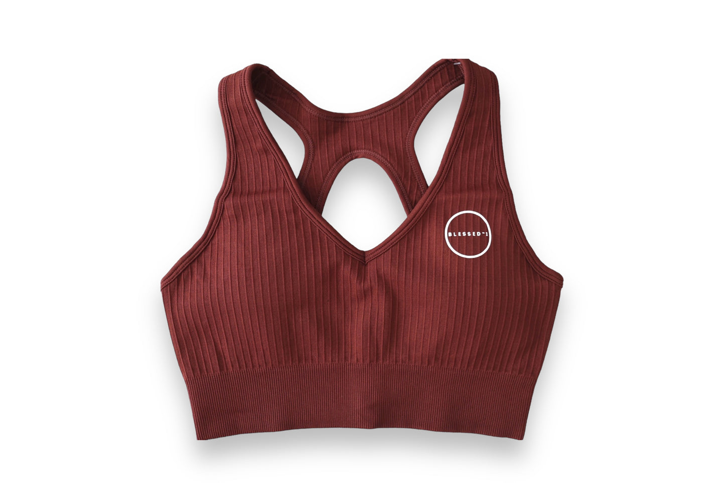 Seamless Ribbed Sports Bra - Brown