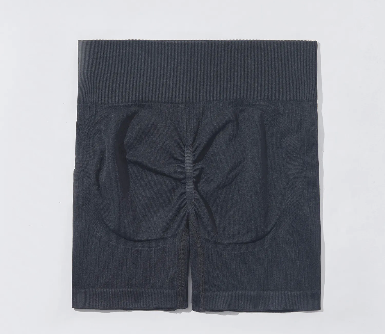 Seamless Ribbed Scrunch Shorts - Black